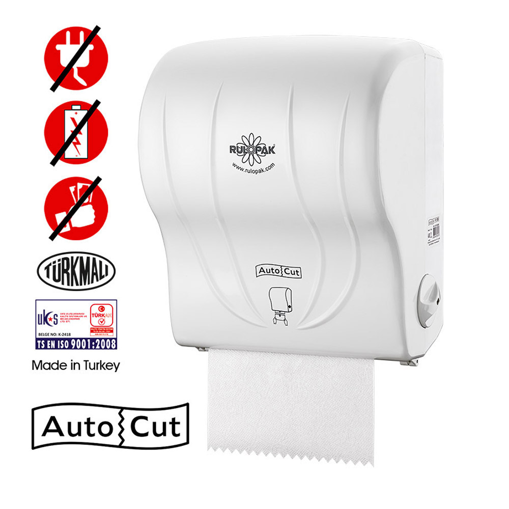 Auto Cut Paper Dispenser - White