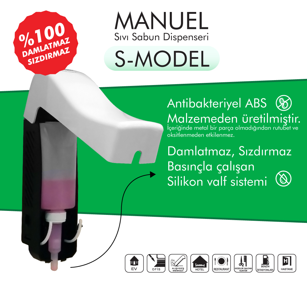 Manuel S Model Köpük Sabun Dispenseri 800ml Siyah